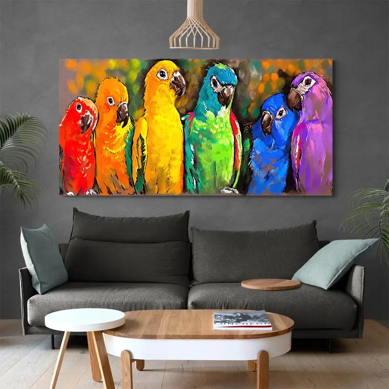 Tableau Perroquets Colorés