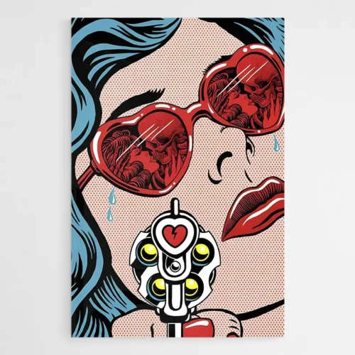 Tableau Pop Art Femme Pistolet