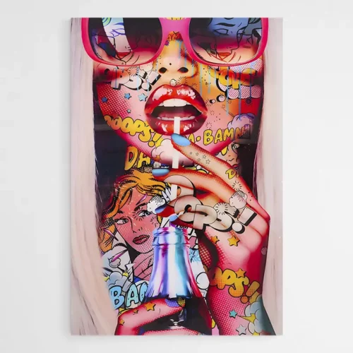 Tableau Pop Art Stickers Visage Femme