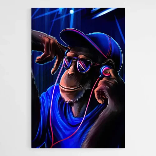 Tableau Singe avec Écouteurs