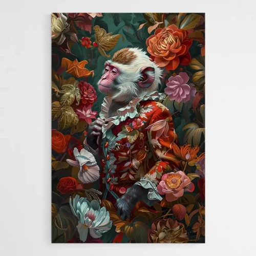 Tableau Singe Moderne Fleurs