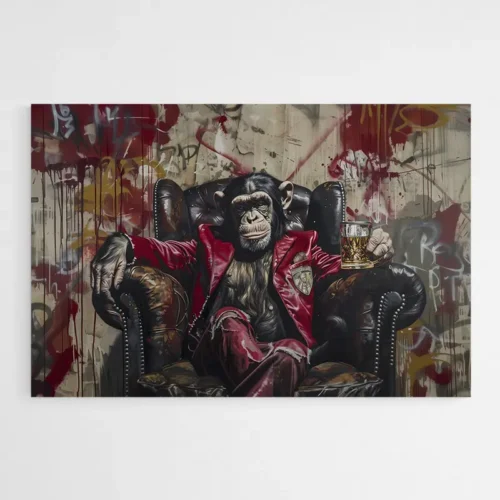 Tableau Singe Moderne Whiskey