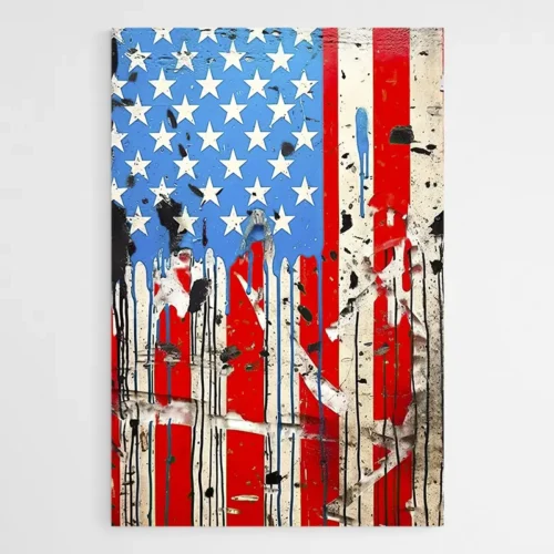 Tableau Street Art Drapeau Americain