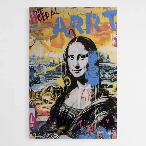 Tableau Street Art Joconde Jaune