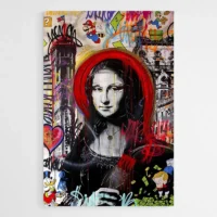Tableau Street Art Mona Lisa Rouge
