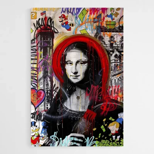 Tableau Street Art Mona Lisa Rouge