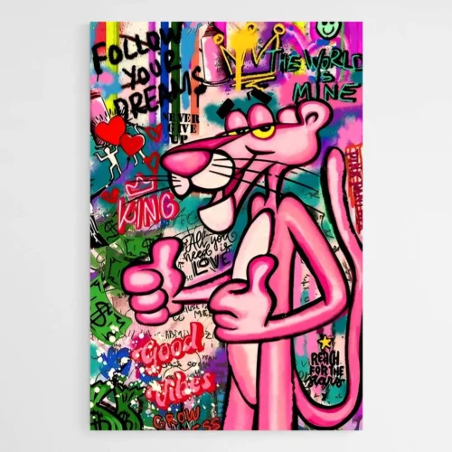 Tableau Panthere rose street art