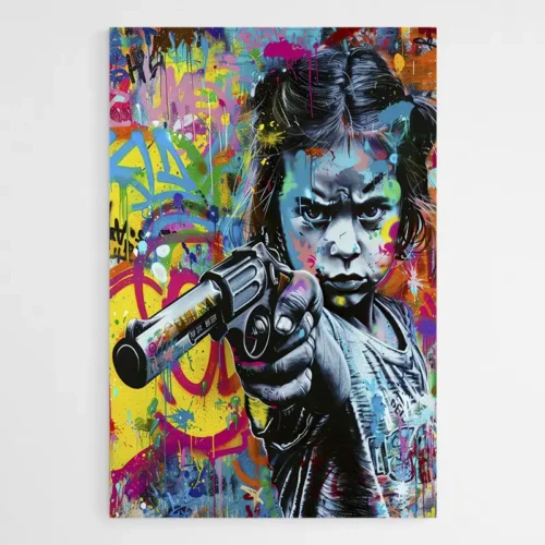 Tableau Street Art Petite Fille