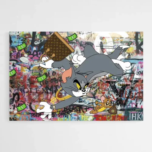 Tableau Street Art Tom et Jerry