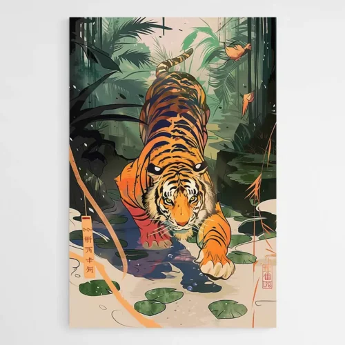 Tableau tigre jungle chinoise