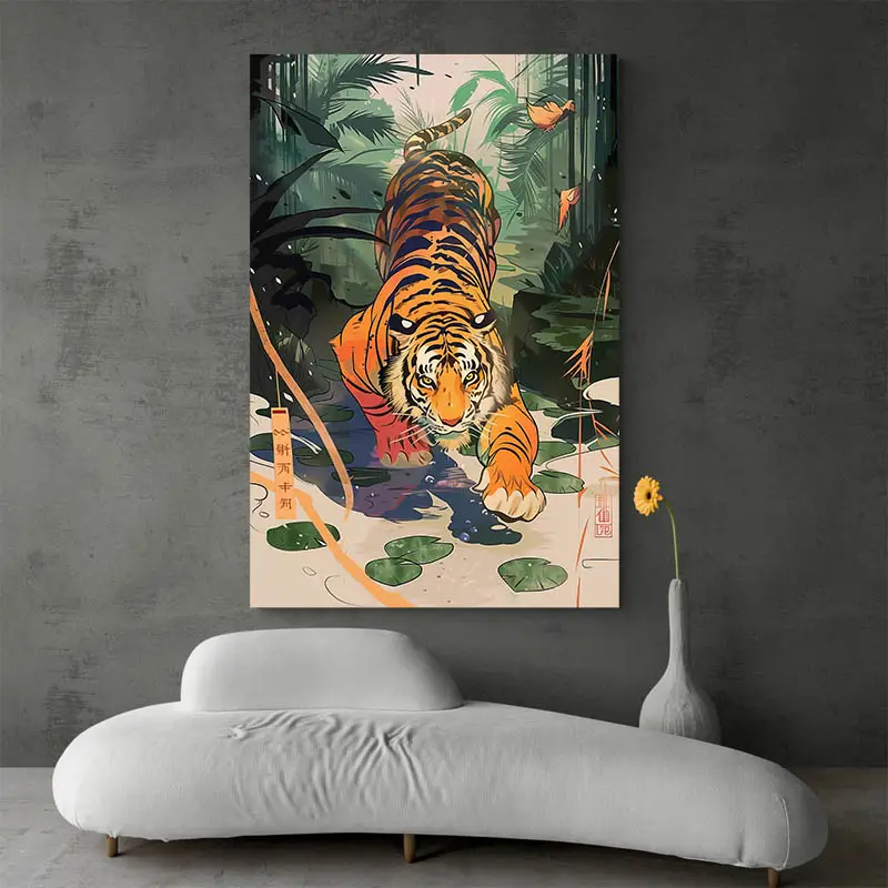 Tableau tigre jungle chinoise