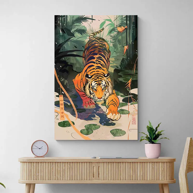 Tableau tigre jungle chinoise