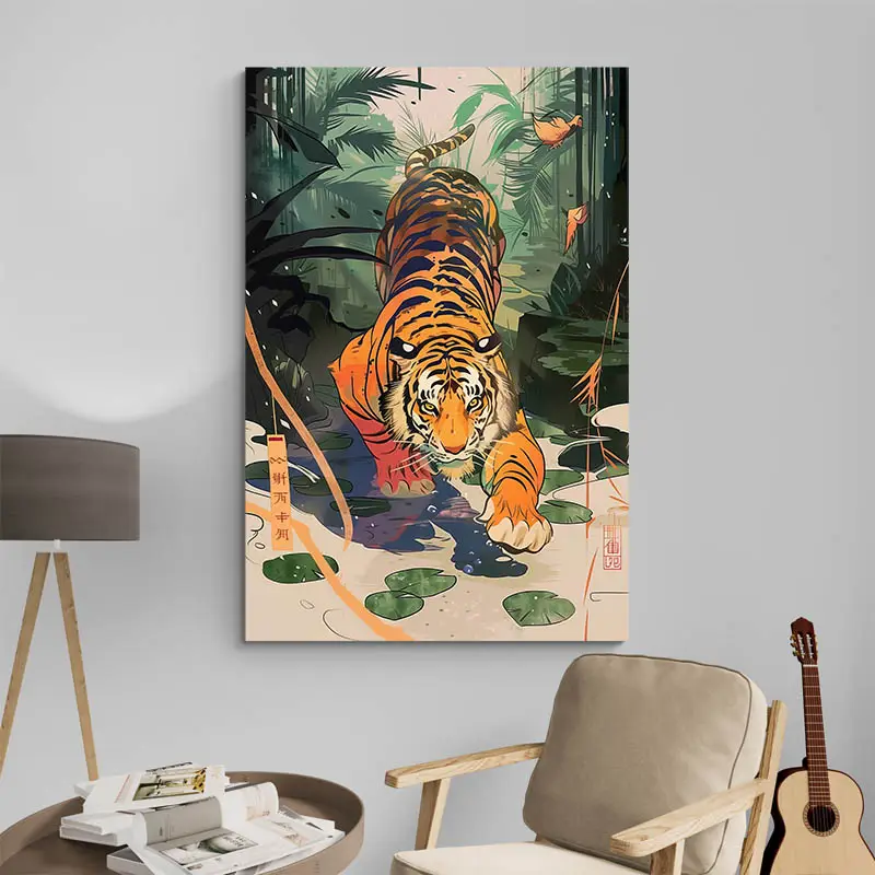Tableau tigre jungle chinoise