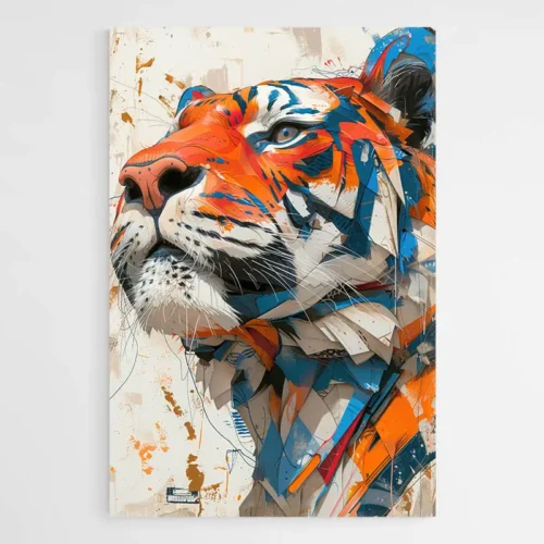 Tableau tigre orange et bleu