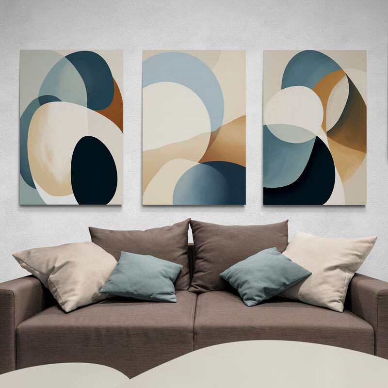 Tableau Triptyque Abstrait Moderne