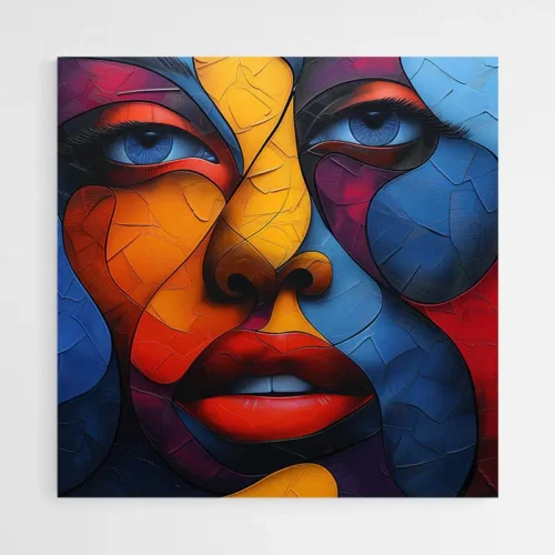Tableau Visage Abstrait Couleur