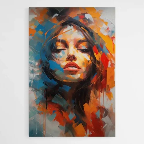 Tableau visage femme cubisme coloré