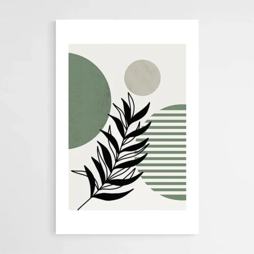 Tableau Abstrait Feuille Vert