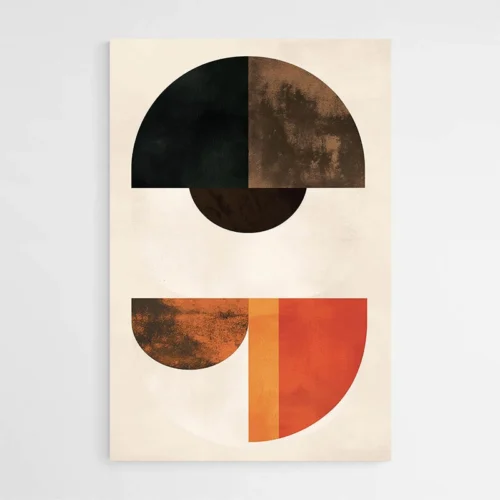 Tableau Abstrait Gris Orange et Jaune