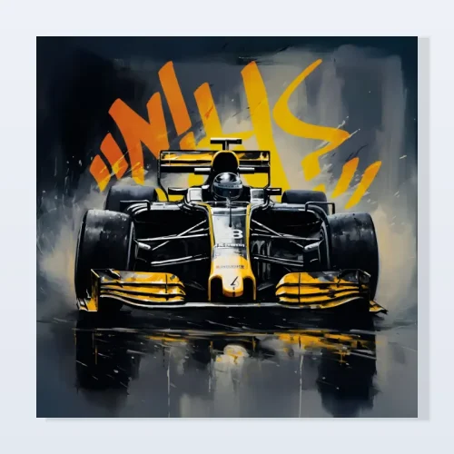 Tableau formule 1 jaune Tableau formule 1 jaune