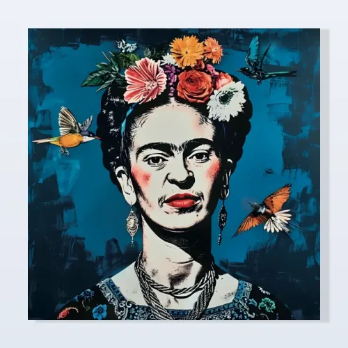 Tableau Frida Kahlo fleurs papillons Tableau Frida Kahlo fleurs papillons