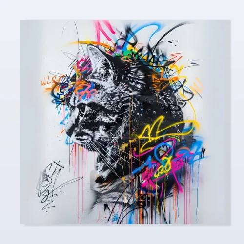 Tableau graffiti chat sauvage Tableau graffiti chat sauvage