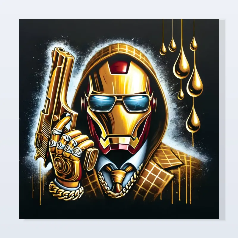 Tableau Iron Man luxe doré