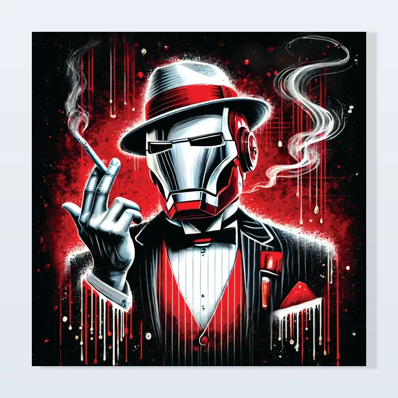 Tableau Iron Man smoking élégance