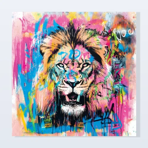 Tableau lion multicolore décoration murale Tableau lion multicolore décoration murale