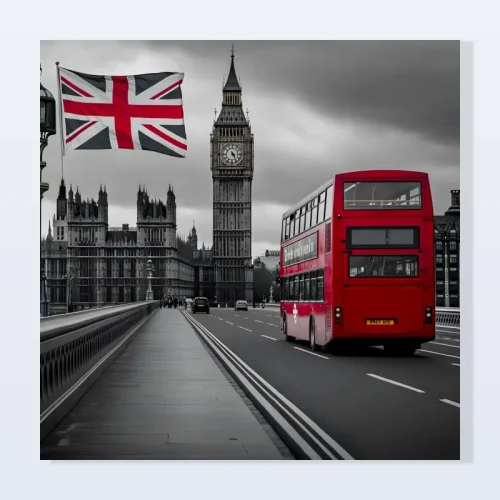 Tableau Londres bus rouge Big Ben