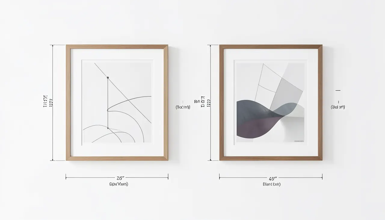 Règles d'écart et alignement Schéma des écarts et alignements pour associer deux tableaux sur un mur