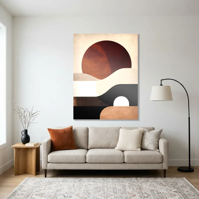 Tableau abstrait coucher terrestre – Aluminium Brillant