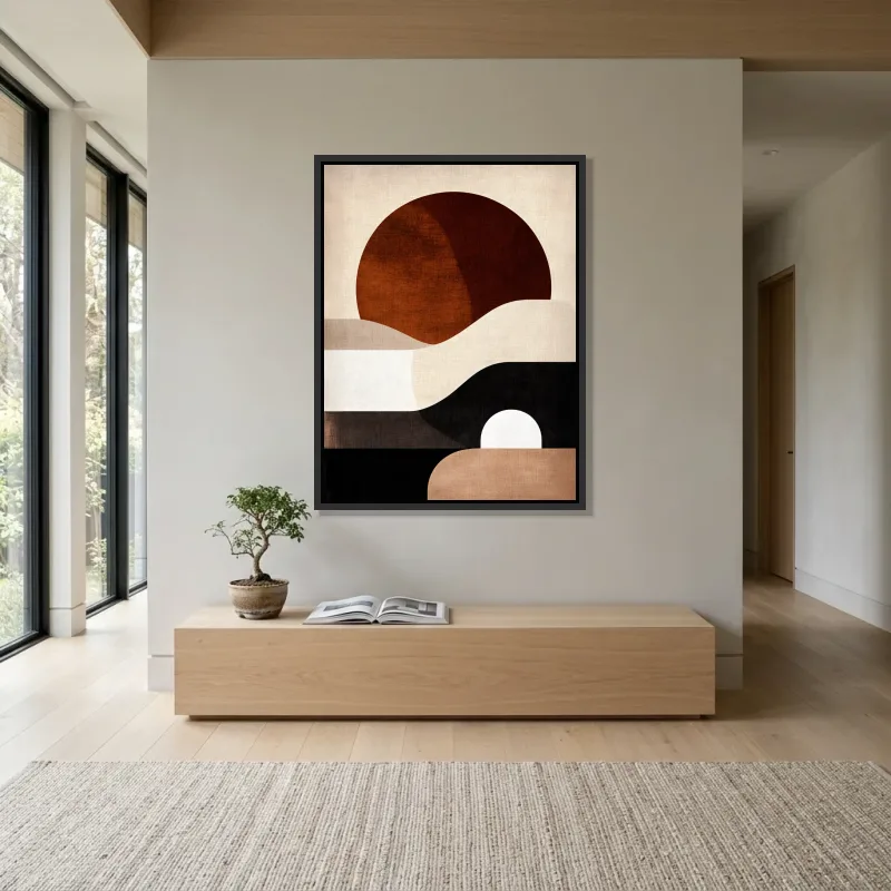 Tableau abstrait coucher terrestre – Cadre Flottant
