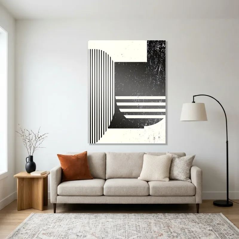 Tableau abstrait équilibre linéaire – Aluminium Brillant