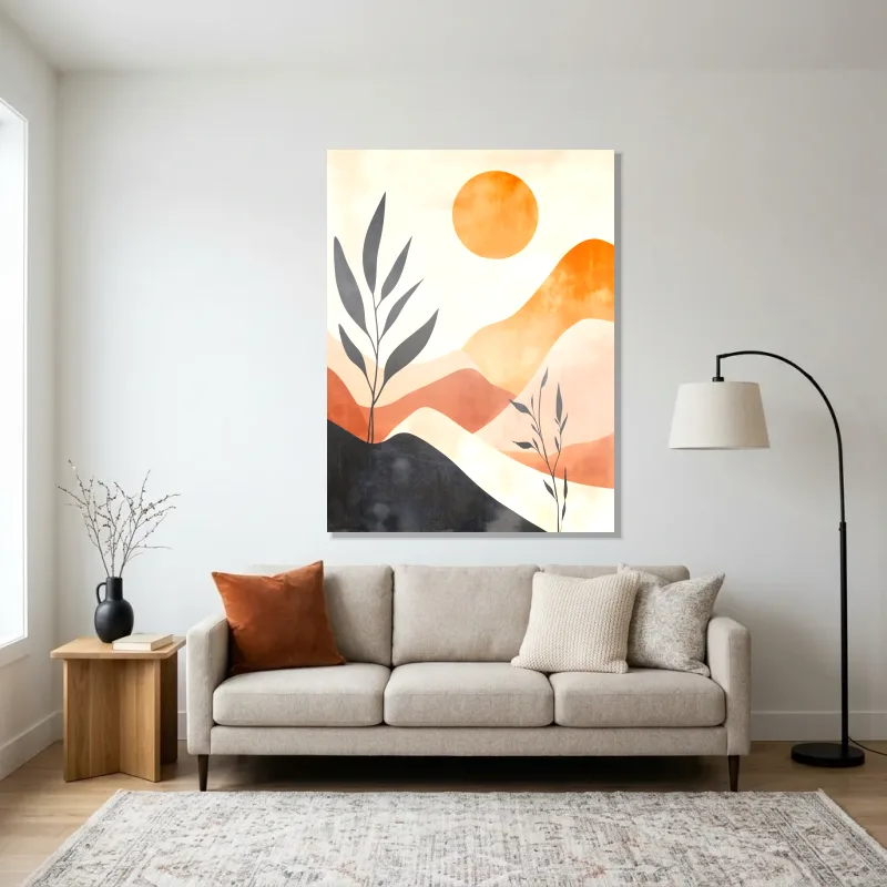 Tableau abstrait paysage éthéré – Aluminium Brillant