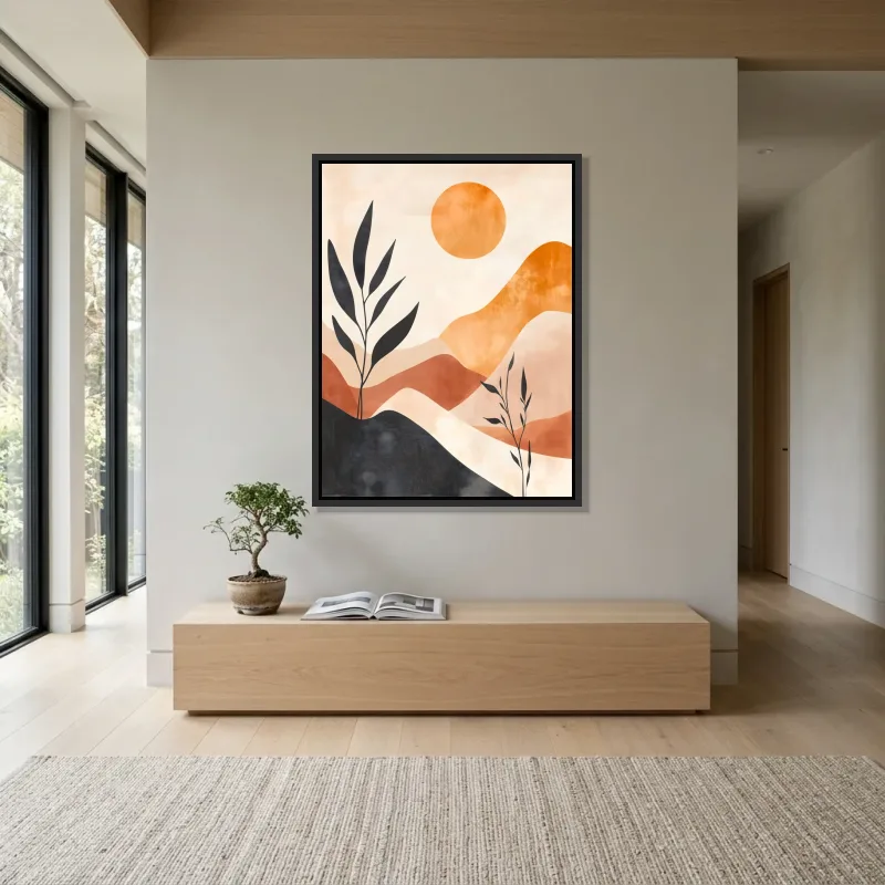 Tableau abstrait paysage éthéré – Cadre Flottant