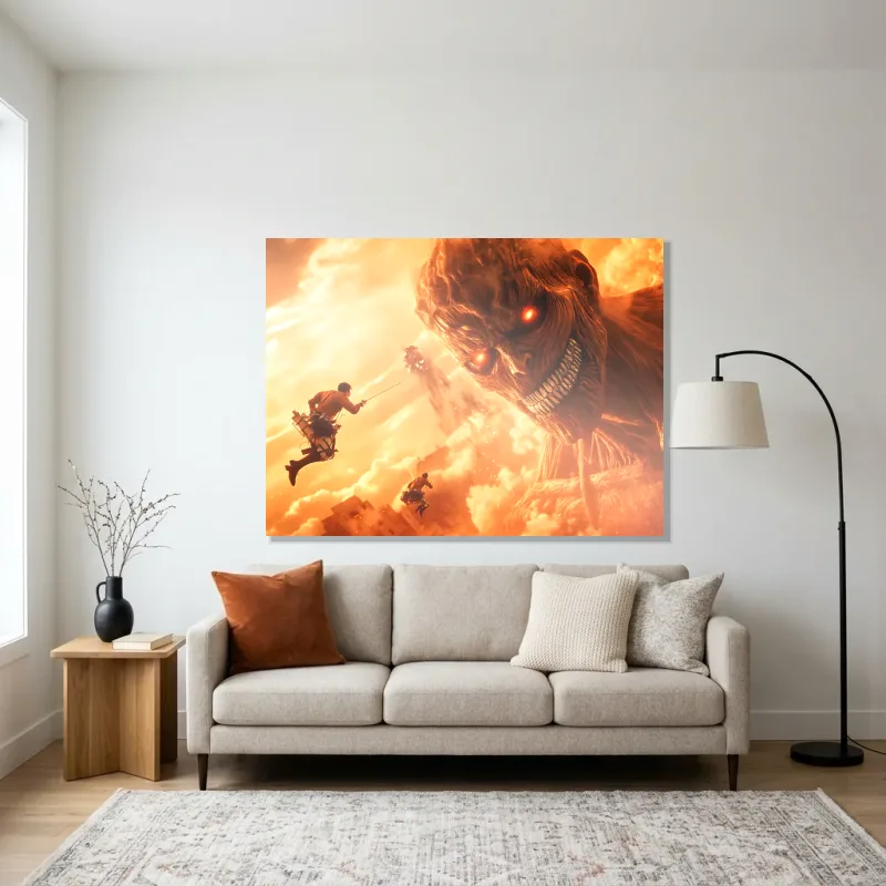 Tableau Attaque des Titans colosse – Aluminium Brillant