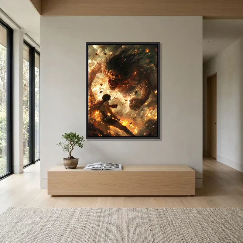 Tableau Attaque des Titans furieux – Cadre Flottant