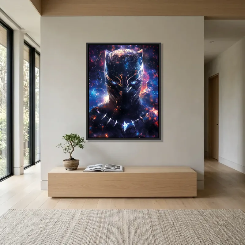 Tableau Black Panther galaxie – Cadre Flottant