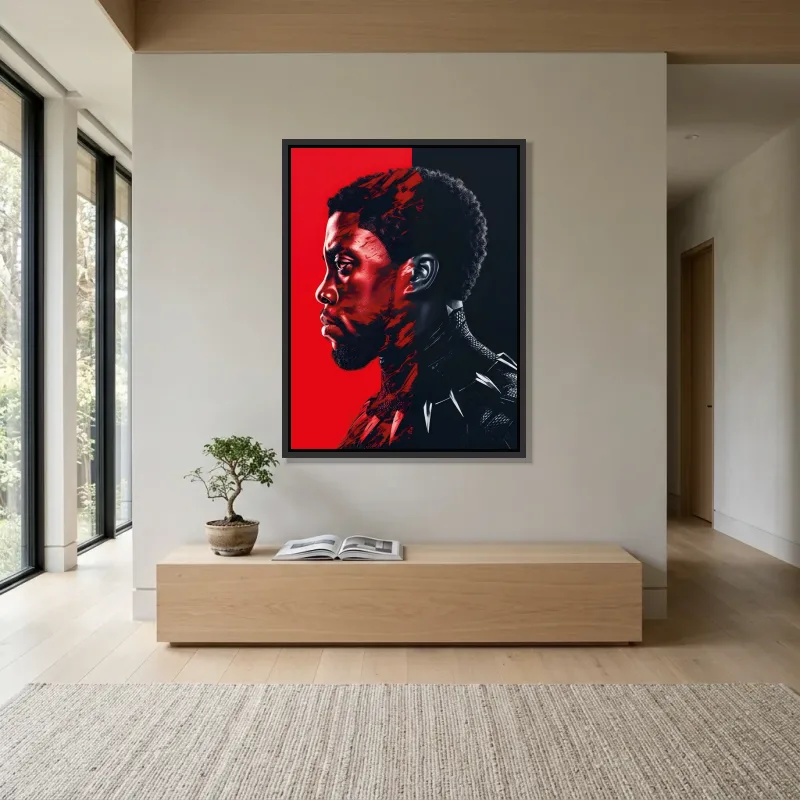 Tableau Black Panther profil rouge – Cadre Flottant