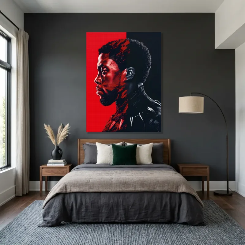 Tableau Black Panther profil rouge – Toile sur châssis