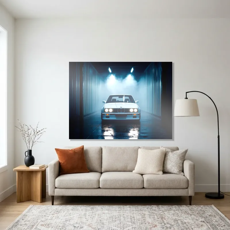 Tableau BMW blanc design – Aluminium Brillant