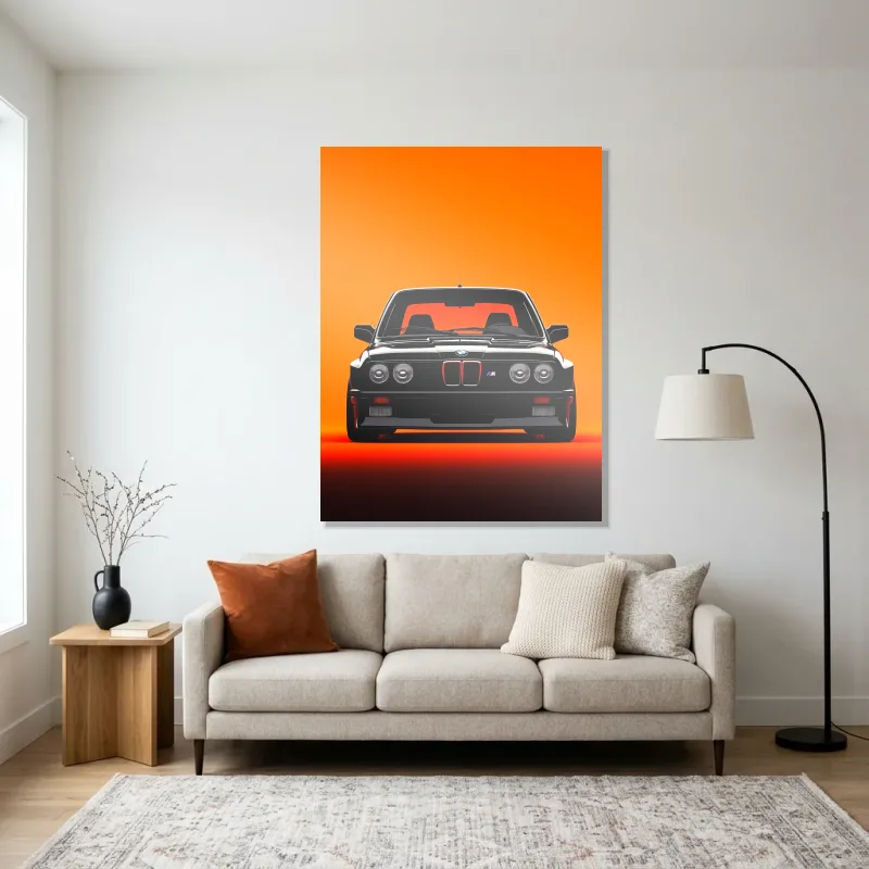 Tableau BMW classique orange – Aluminium Brillant