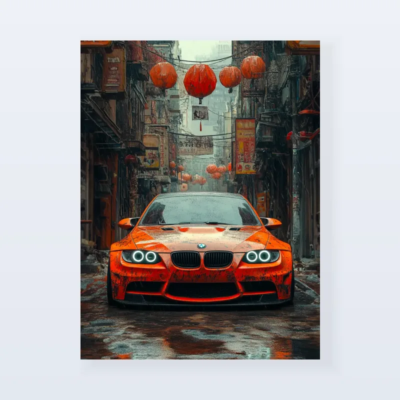 Tableau BMW orange lanternes