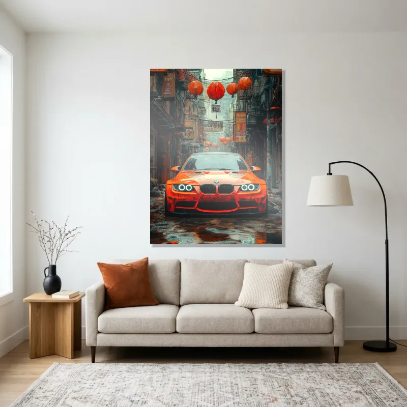 Tableau BMW orange lanternes – Aluminium Brillant