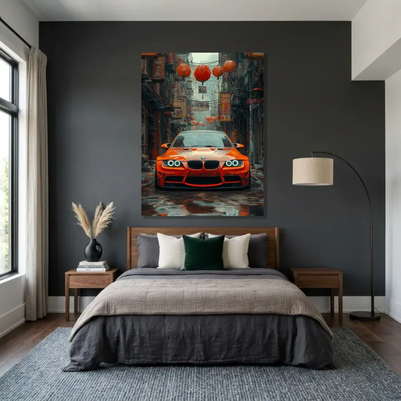 Tableau BMW orange lanternes – Toile sur châssis