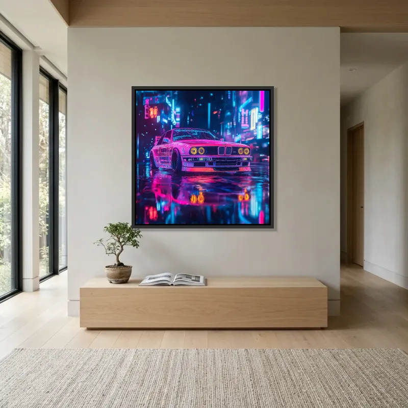 Tableau BMW rose décoration murale – Cadre Flottant