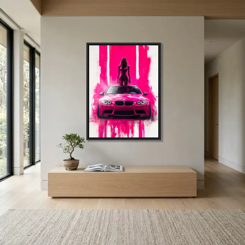 Tableau BMW rose femme – Cadre Flottant