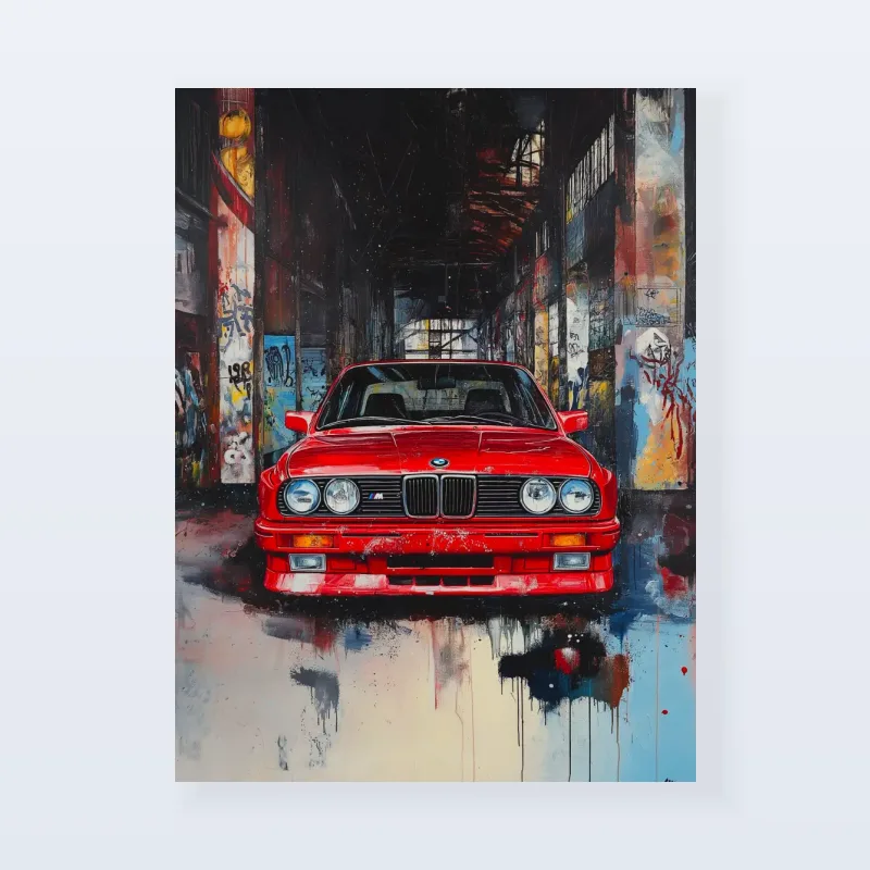 Tableau BMW rouge urbain