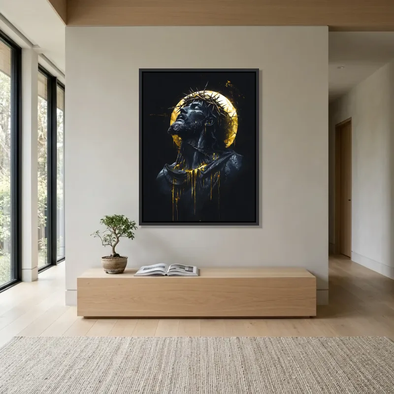 Tableau Christ doré – Cadre Flottant